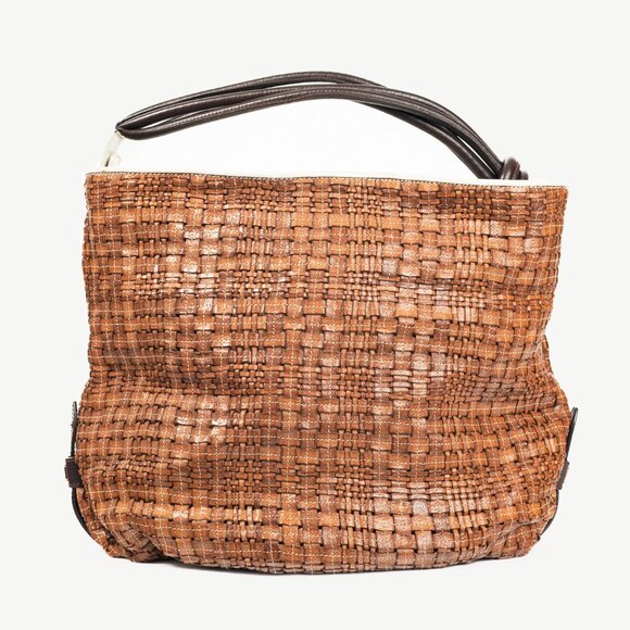 Escada SS/14 Brown Woven-Leather Hobo - Picture 4 of 13
